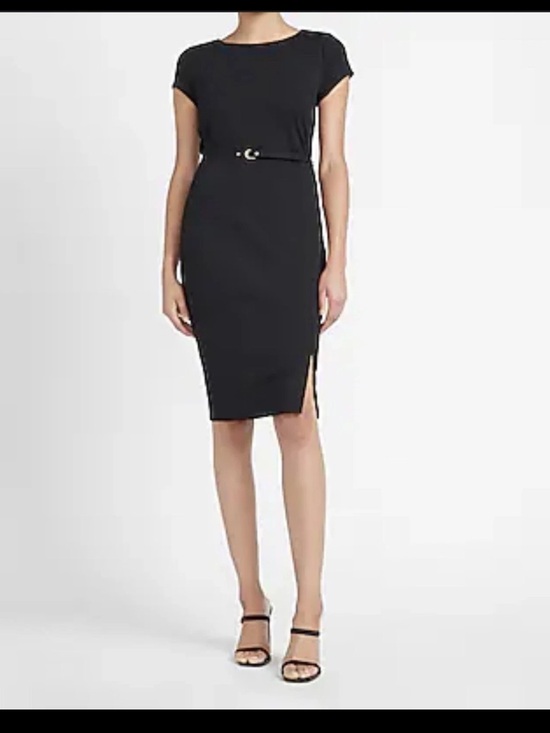 Express Dresses & Skirts - Express Black Cap-Sleeve Sheath Dress with Belt size Small